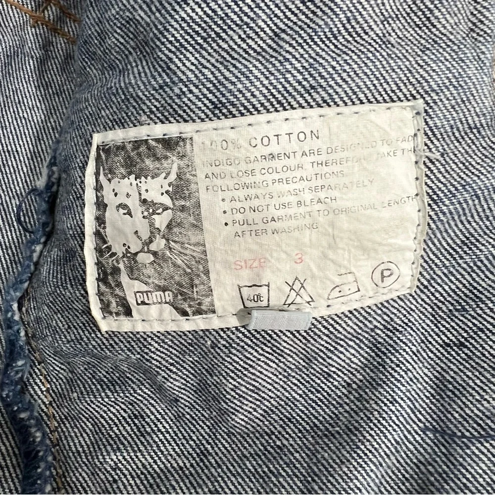 VTG PUMA Jeans Denim Jacket 1980s Germany Short Cut Bomber Size 3 - Picture 7 of 11